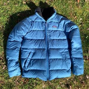 Men's Patagonia Silent Down Reversible Jacket - Wavy Blue Size XS - Excellent